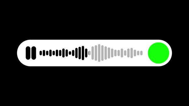 Audio voice message with play button animation on transparent background, 10 second audio voice message animated.