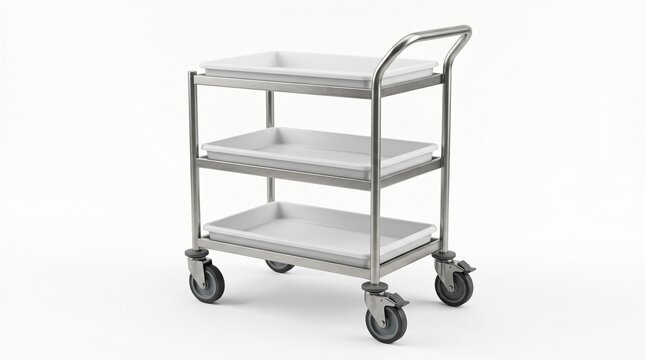 Three tier stainless steel medical trolley for hospital supplies with stainless