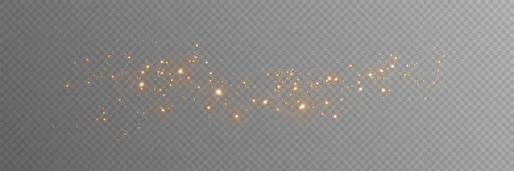Fototapeta premium Gold glitter light effect. Sparkling particles and glowing bokeh on transparent background. Luxury festive decoration for celebration, holiday or elegant design. Vector illustration.