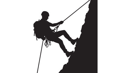 Rock climber with gear and rope black silhouette © Layla