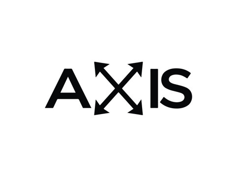 Minimalist AXIS wordmark logo design with crossing arrows symbol.