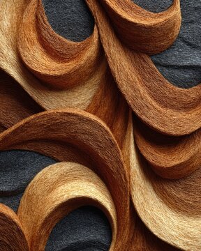 Abstract wavy texture of brown and black fibers.