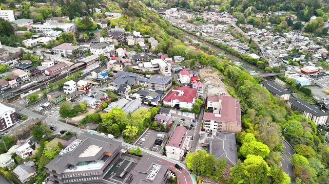 Gora Hakone Japan aerial view of mountain resort hot springs