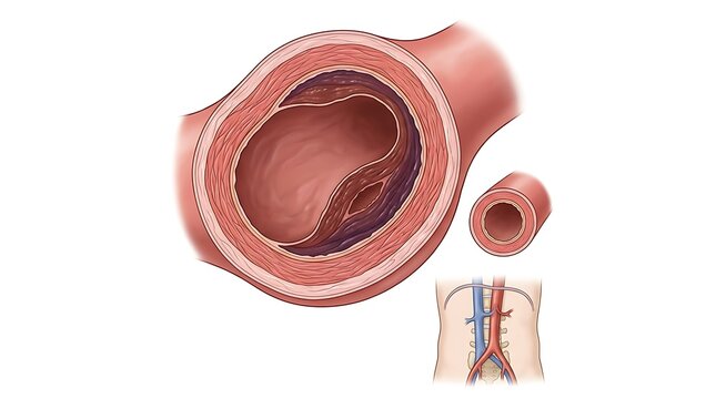 Abdominal aortic aneurysm with blood clot cross section