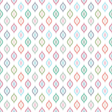 Seamless pastel geometric ikat ogee pattern background