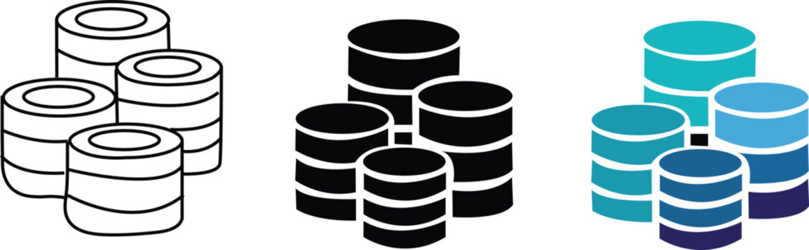 Stack of coins money in different styles featuring finical growth .simple vector illustration 
