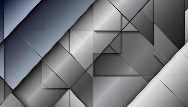 Abstract geometric composition of overlapping rectangles and triangles in shades of gray, white, and black, gradients and shadow effects creating depth and dimensionality, visually symbolizing tonal c