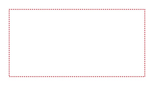 Dashed rectangular outline on the white background, Abstract boundary or selection area icon animation.