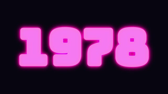 big year 1978 digits blinking with many glowing colors on black