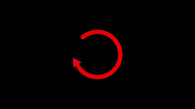 Half circle arrow loading animation rotating smoothly. Circle Loading icon loop out animation with dark background.