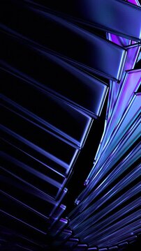 Abstract purple glass shape on a black background, vertical 4k seamless loop 3d animation