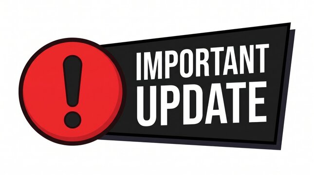 Important update alert sign with exclamation mark