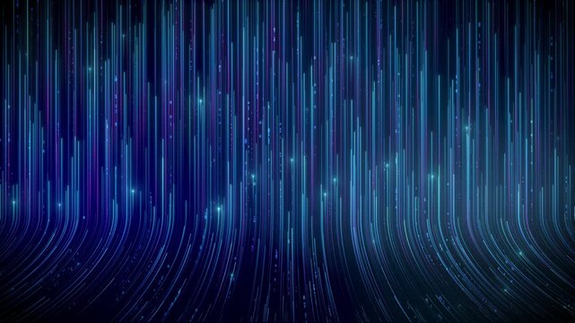 Futuristic technology background with glowing blue high Speed Light Streaks internet data lines. Dynamic Flowing Neural Digital trails.