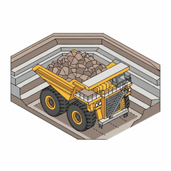 Large Yellow Mining Dump Truck Vehicle. © pras
