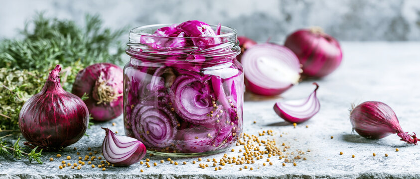 Pickled Red Onions in Glass Jar &ndash; AI Generative