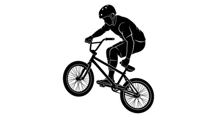 Fototapeta premium BMX Rider Performing Extreme Bicycle Stunt Silhouette