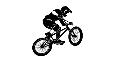 Fototapeta premium Extreme BMX Biker Performing Stunt Jump Silhouette