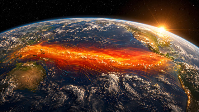 Earth atmosphere with Pacific Ocean warming anomaly