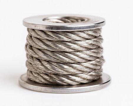 Silver Wire Coiled on Metal Spool