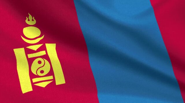 Seamless 3D video of the Mongolia flag fluttering in the wind looping