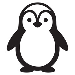 Fototapeta premium Cute Penguin Icon Silhouette Vector Illustration, Black and White Arctic Animal Logo Design