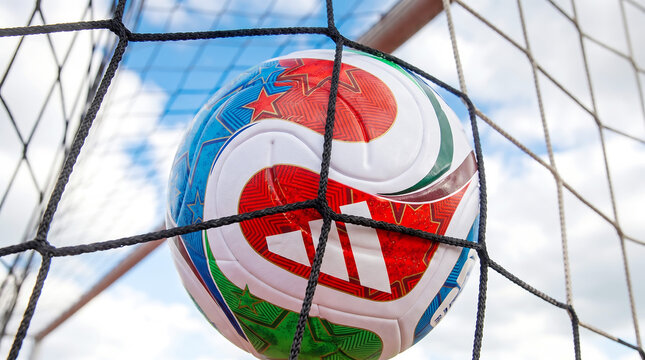 Official fifa world cup Canada 2026 soccer ball in goal net
