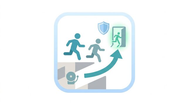 Employees escaping through a safe route during a workplace violence situation to ensure their safety.