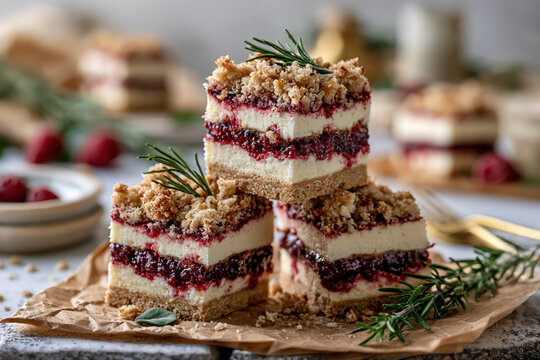  Berry Cheesecake Crumble Bars AI Generative