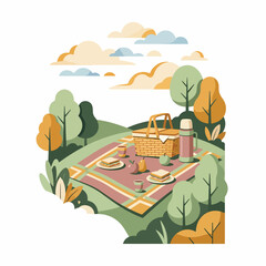 Obraz premium Picnic in the park with basket.