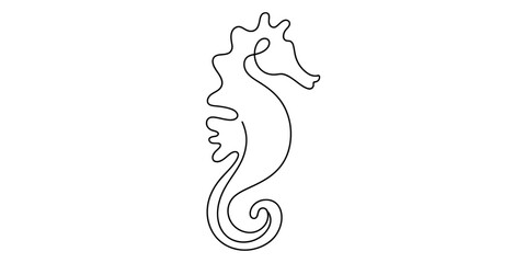 Continuous single line drawing of a seahorse Vector, illustration © Digital Illustration