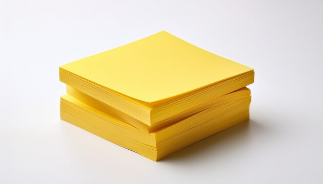 yellow sticky note pads isolated on white background blank adhesive memo paper stack for office planning and business organization minimal stationery supply
