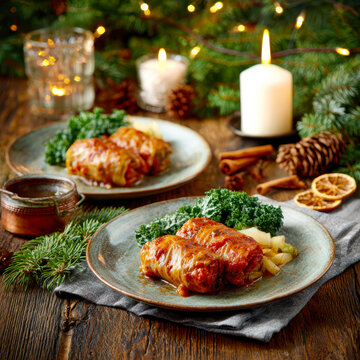 Christmas Eve Stuffed Cabbage Rolls &ndash; AI Generative