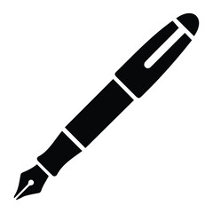 Fototapeta premium Fountain pen vector illustration classic writing instrument icon black ink office stationery.