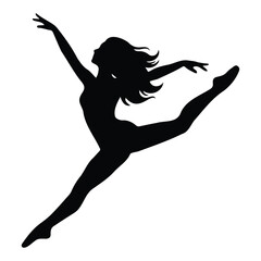 Graceful ballerina dancer leaping in air vector illustration on plain white background. © FAROZON