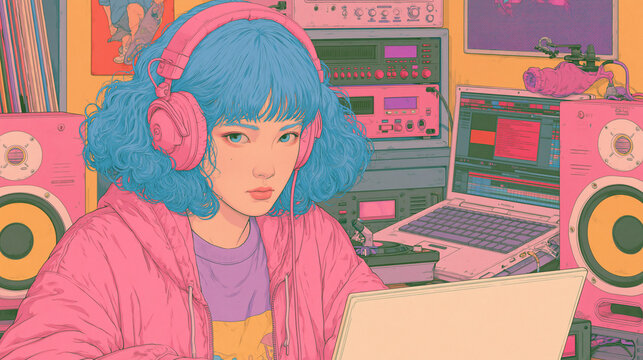 Young Woman Producing Music in a Home Studio
Female Music Producer Working on Digital Audio Production
