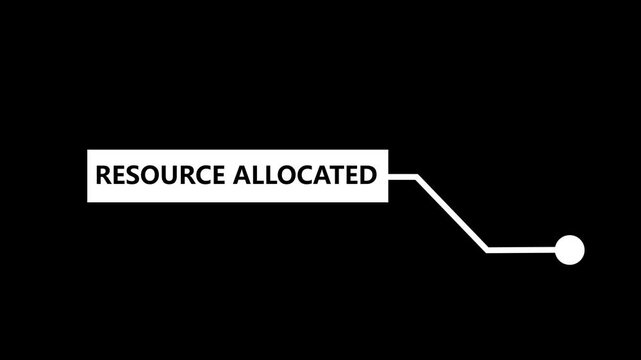 A clean white rectangular callout box with the words RESOURCEALOCA in bold black sans-serif font set against a deep black background with a thin white line extending from the box and