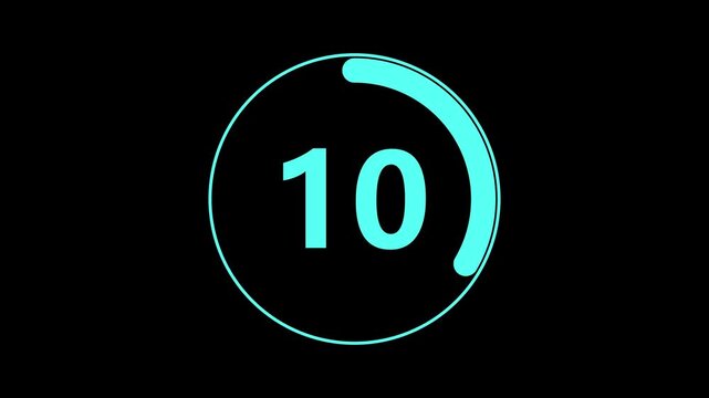 A bright cyan circular progress indicator with the number 12 prominently displayed in the center and a thick cyan arc representing partial completion is set against a deep black background