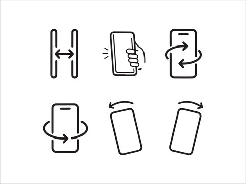 Smartphone screen rotation and orientation icons for mobile devices and user interface design