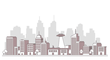 Fototapeta premium Modern City Skyline with Tall Buildings and Unique Architecture.