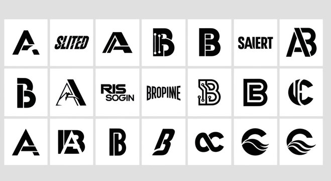 Collection of Unique Letter A, B, C Logos and Monograms