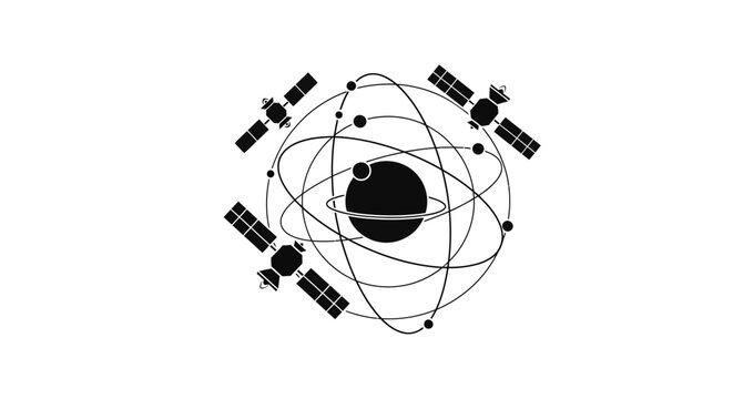 Satellites orbiting planet Earth in space.