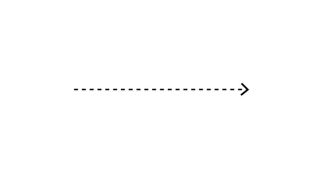 A simple black dashed horizontal arrow pointing to the right on a plain white background with no other elements present