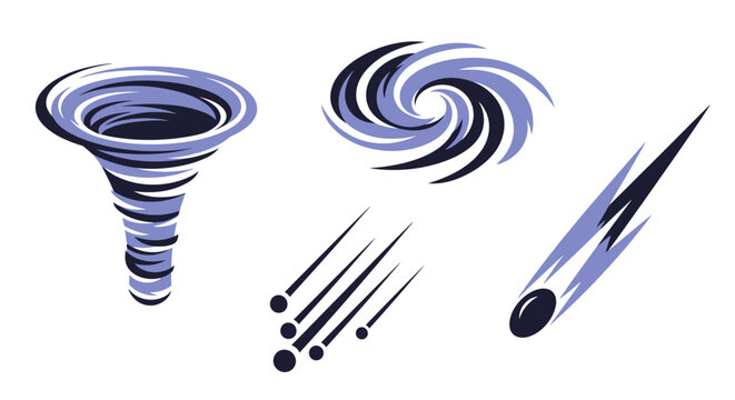 Set of weather phenomena and celestial objects icons.