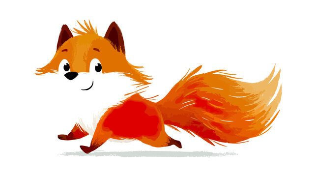 Cute cartoon fox running