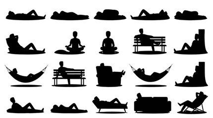 Various black silhouette boats in calm water isolated on transparent background, Vector © Md
