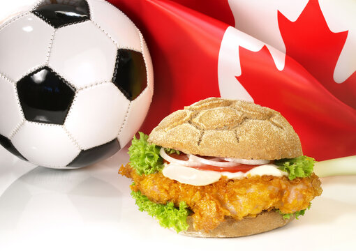 Soccer Party Snacks with Canadian Flag - Chicken Hamburger