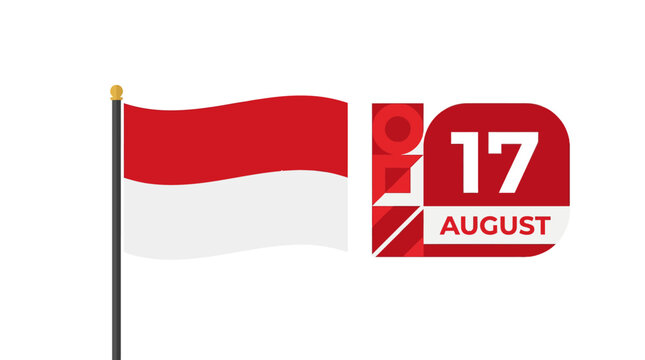 Indonesian Flag Waving Next to August 17th Celebration Graphic