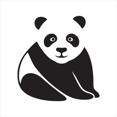 Sitting panda silhouette, bamboo eating bear icon © avi