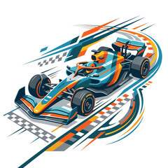 Naklejka premium Modern Formula Race Car Speeding on Track, Abstract Motion Design