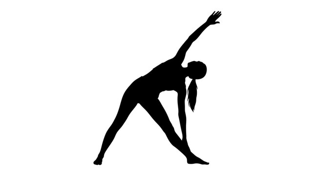 Woman Performing Triangle Pose Yoga Silhouette trikonasana